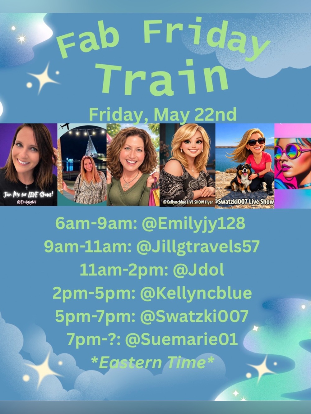 Fab Friday Train Event Graphic - Blue & Green